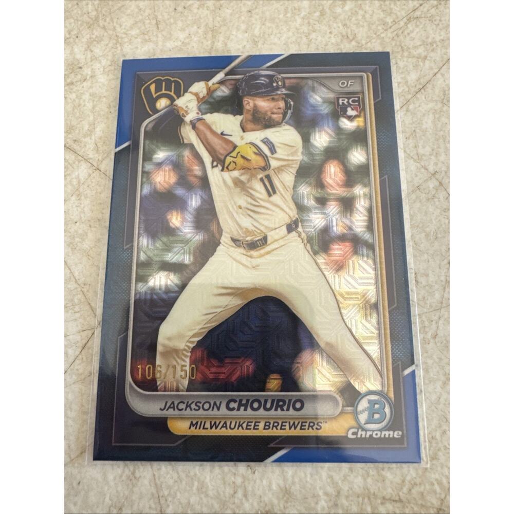 2024 Bowman Chrome Jackson Chourio Brewers Blue Mojo Refractor /150 (RC)